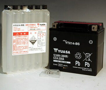 シャドウ400（SHADOW）NC34 YTX14-BS（YTX14-BS互換）メンテナンスフリーバッテリー 液入り充電済 台湾ユアサ
