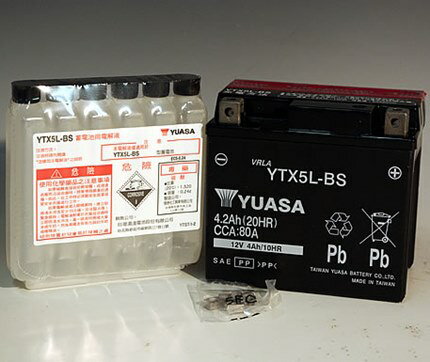 XR250/モタード YTX5L-BS（YTX5L-BS互換）メンテナンスフリーバッテリー 液入り充電済 台湾ユアサ