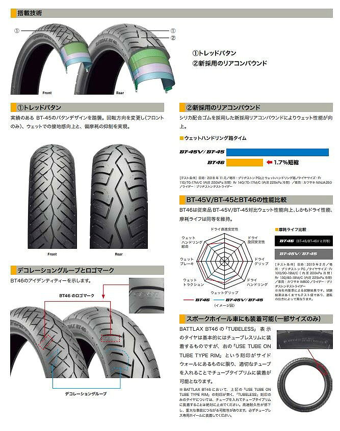 ブリヂストン MCS01480 バトラックス BT46 Hレンジ 130/90-16 M/C 67H リア バイア...