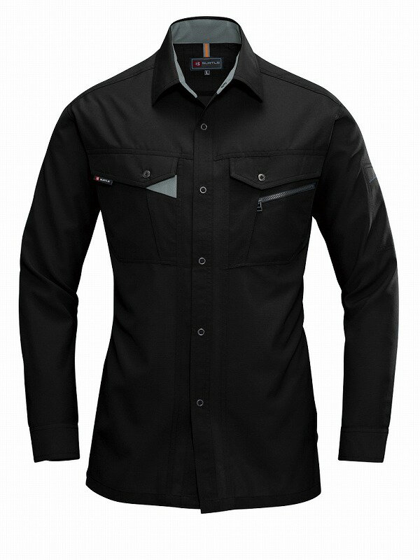 BURTLE バートル 7063 長袖シャツ ブラック 3Lサイズ オールシーズン メンズ 撥水防汚 吸汗速乾 制電ケ..