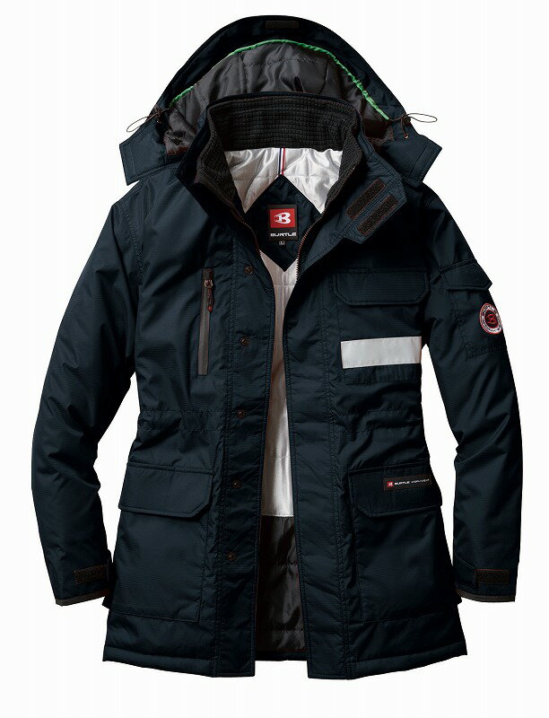 BURTLE バートル 7211 防寒コート 大型フード付 ブラック LLサイズ 秋冬用 ユニセックス ジャンバー 上着 ジャケット 制電ケア 作業服 作業着 ...