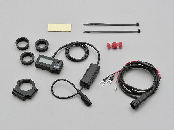 デイトナ 17239 デジタル電圧計＆USB電源 タイプC(e CHARGER) 汎用 テーパーバーハンドル対応 バイク デジタル 取付 充電