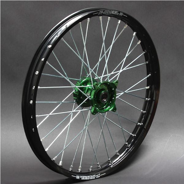 Z-Wheel W21-43111 AR1ホイールキット(ステンレススポーク) ハブグリーン/リムブラック/ニップルシルバー 21×1.60インチ フロント KX/KXF KLX450R バイク