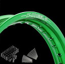 Z-Wheel ズィーウィール W25-231741 リムセット リア グリーンリム/ブラックニップル KX250 KX450F KX450 ダートフリーク(2)