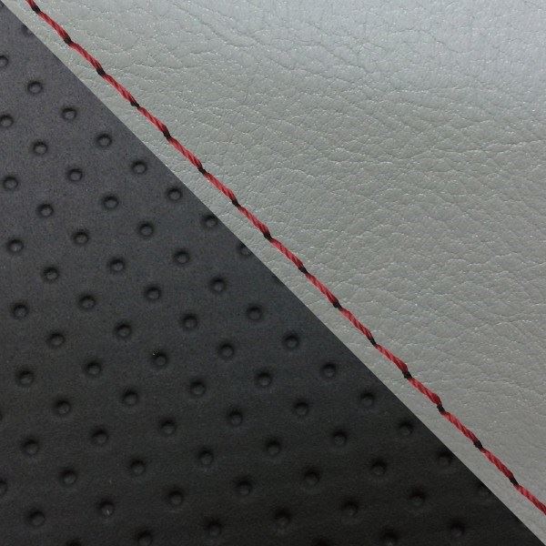 グロンドマン GR5568HC518S40 国産シートカバー 被せるタイプ ダークグレー・エンボス黒(ツートン)/赤ステッチ グロム(13-15年)