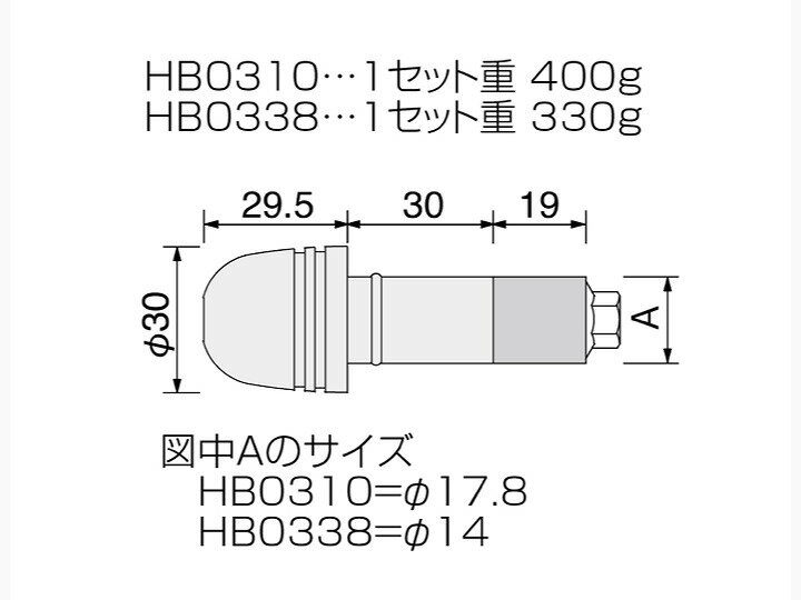 ハリケーン HB0310B-01 砲弾型ウエイトバランサー ブラック φ30mm 汎用 2
