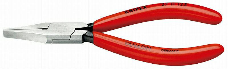 KNIPEX クニペックス 3711-125 時計細工用アジャスティングプライヤー 口先の長さ(mm)：27.0 ジョイント部の幅(mm)：12.5 ジョイント部の厚さ(mm)：7.0 口先先端の幅(mm)：2.0 口先先端の厚さ(mm)：5.5 全長(mm)：125 質量(g)：71