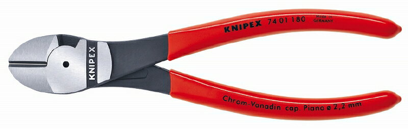 KNIPEX クニペックス 7401-140 強力型斜ニッパー(硬線用) (SB) 切断能力(中硬線;φmm):3.1 切断能力(硬線;φmm):2.0 切断能...