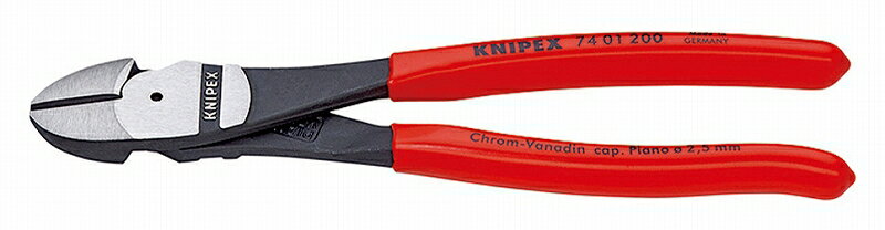 KNIPEX クニペックス 7401-200 強力型斜ニッパー(硬線用) (SB) 切断能力(中硬線;φmm):4.2 切断能力(硬線;φmm):3.0 切断能...