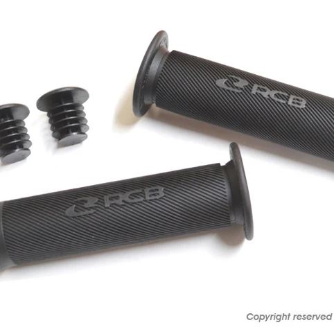 KN企画 01HG012B-KN RCB レーシングハンドルグリップ ブラック 120mm 汎用　22.2mmハンドル車専用 バイク バーエンドキャップ付き