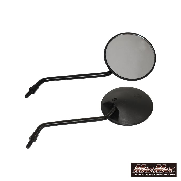マッドマックス MM04-0013-01-2 丸形ミラー Z型ステー 10mm ブラック 汎用 2本入り バイク 鏡