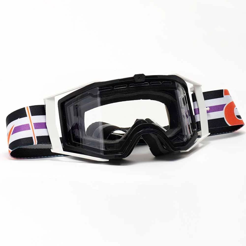 アリート 14960-EOV ゴーグル 8K エンデューロ フレーム：ホワイト/レンズ：ダブル クリア/ストラップ：ストライプ バイク用品 ゴーグル関連