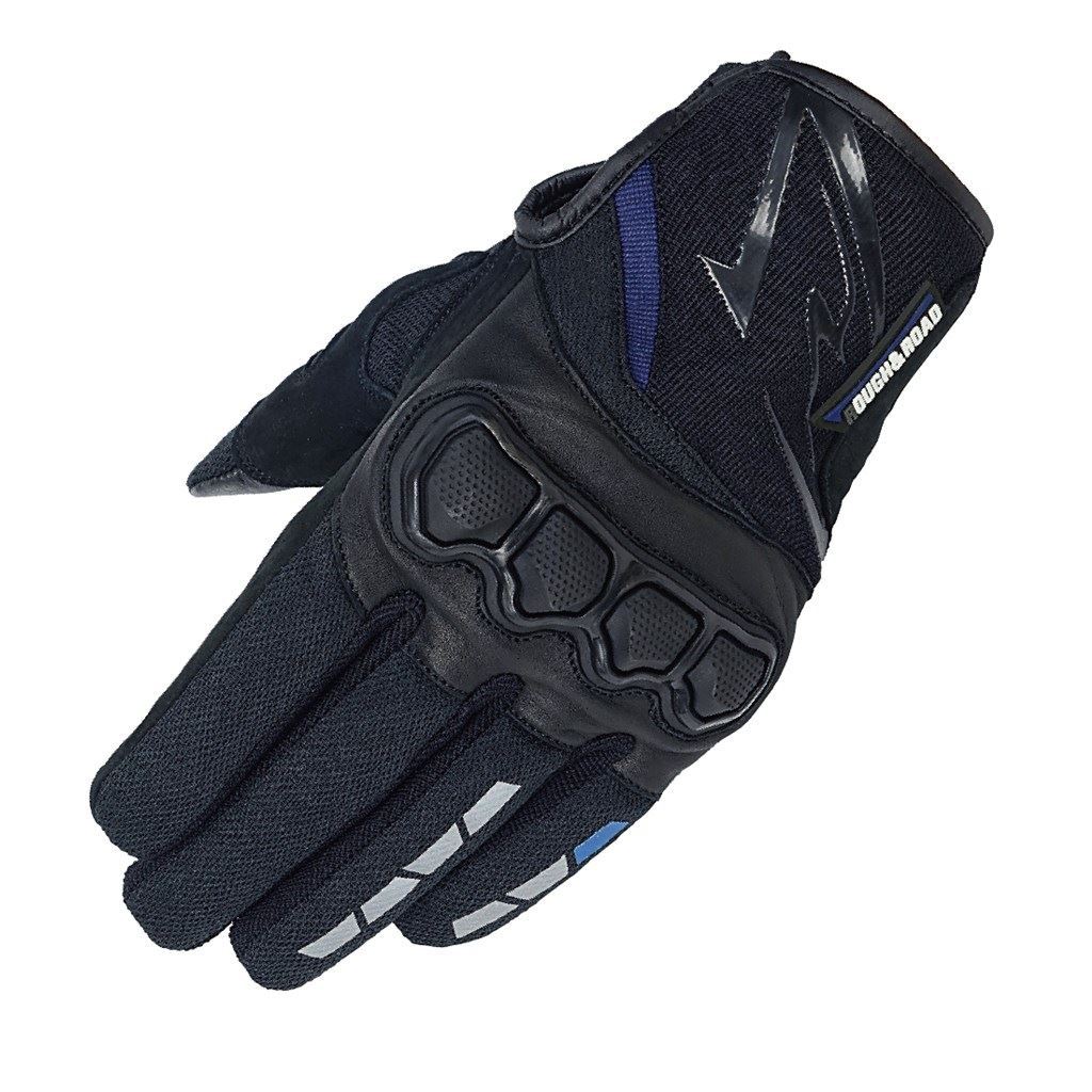ラフ&ロード RR8024BK/YB4 ナックルガードグローブ ブラック×Y.ブルー LL バイク 手袋 ストレッチ スマホ タッチ