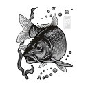 ササメ SH213 大漁祈願 蒔絵シール コイ(シルバー) 釣具 釣り つり