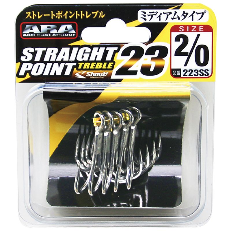 シャウト 223SS ストレートポイントトレブル23 シルバー 6 8本入 釣針 針 はり フック 釣具 釣り つり