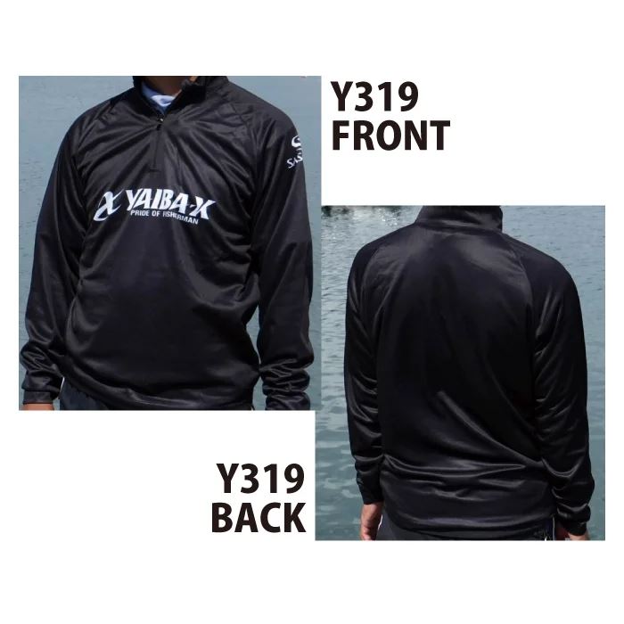 ササメ Y319 ヤイバジップアップシャツ ブラックB 4L 長袖 カットソー 吸水速乾 釣具 つり フィッシング