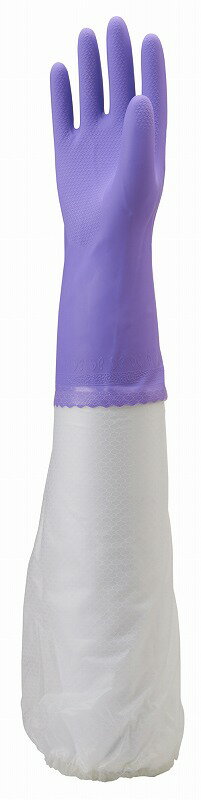 ショーワグローブ NO140-L 腕カバー付 厚手 バイオレット 紫 Lサイズ 1双ビニール うで 保護 厚い ロング 長い ゴムバンド付き