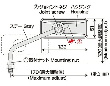 タナックス tanax AVA-101-10 リトラミラー M10 10mm 正ネジ メッキ シルバー鏡 左右共通 タナックス ava-101-10