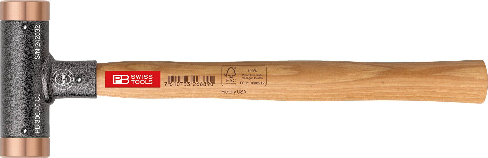 PB スイスツールズ 306-24CU 無反動銅ハンマー 全長290mm ヘッド径φ24mm 工具 かなづち
