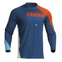 THOR 2912-2242 23 SECTOR EDGE MXジャージ ネイビー/レッドオレンジ M キッズ バイク 子供 ウェア 汗 吸収