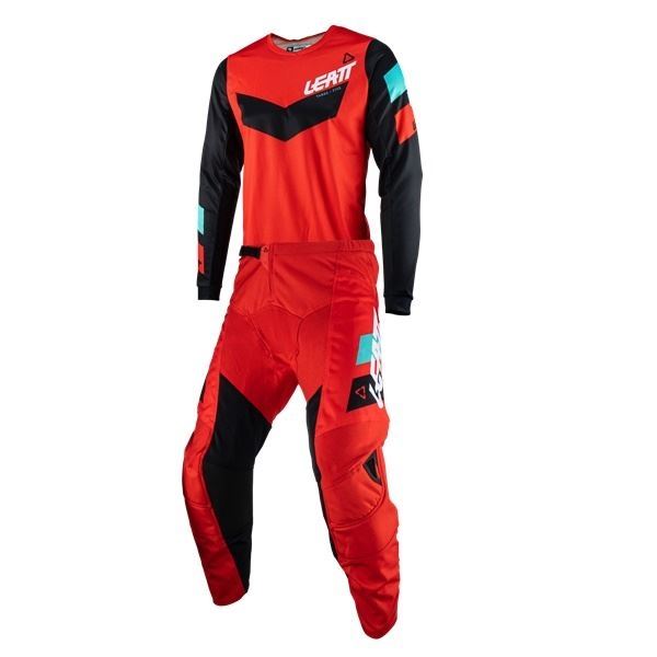 LEATT 5023032801 23 3.5 RIDE KIT MXジャージ＆パンツ レッド S/30インチ バイク ウェア ズボン ストレッチ メッシュ