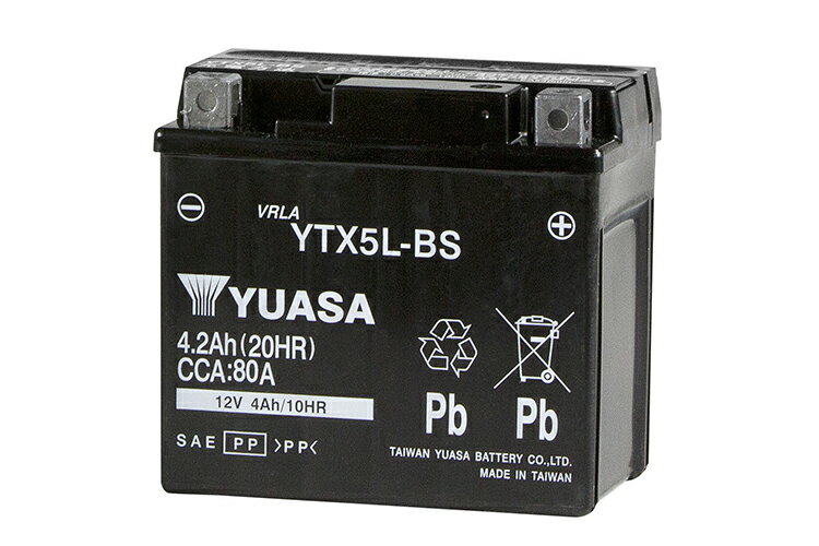 台湾ユアサ YTX5L-BS 液入り充電済 GTX5L-BS FTX5L-BS KTX5L-BS DTX5L-BS 互換 1年保証 密閉型 MFバッテリー バイク バッテリー GSYUASA 日本電池 古河電池 新神戸電機 HITACHI ユアサ バイクパーツセンター 2