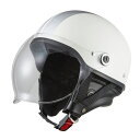 【TMCSアフターセール！】バイクヘルメット 半キャップ 半帽ヘルメット バブルシールド ホワイト/シルバー フリーサイズ(5760cm未満)