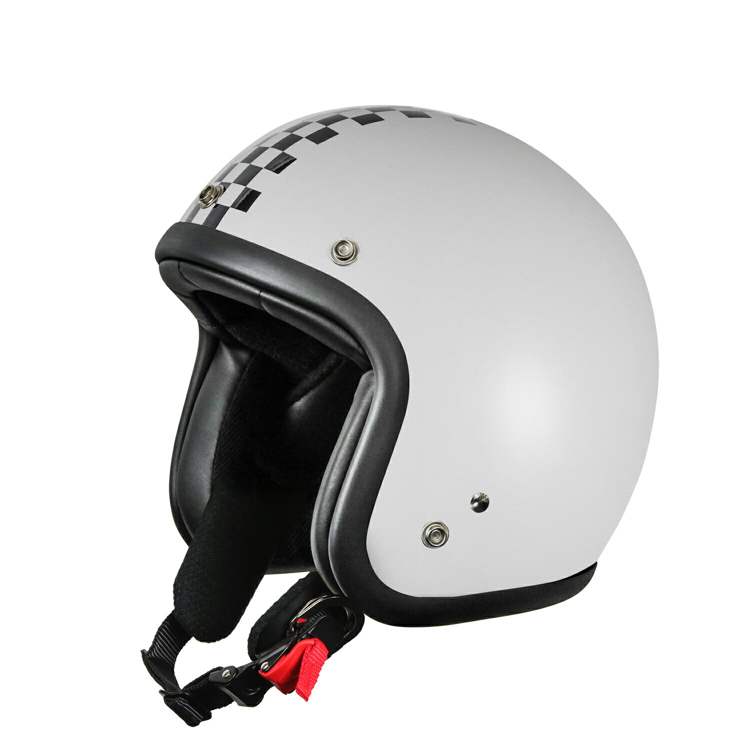 バイクヘルメット スモールジェット タイプB ホワイト/ブラック A-611C フリーサイズ(5760cm未満)