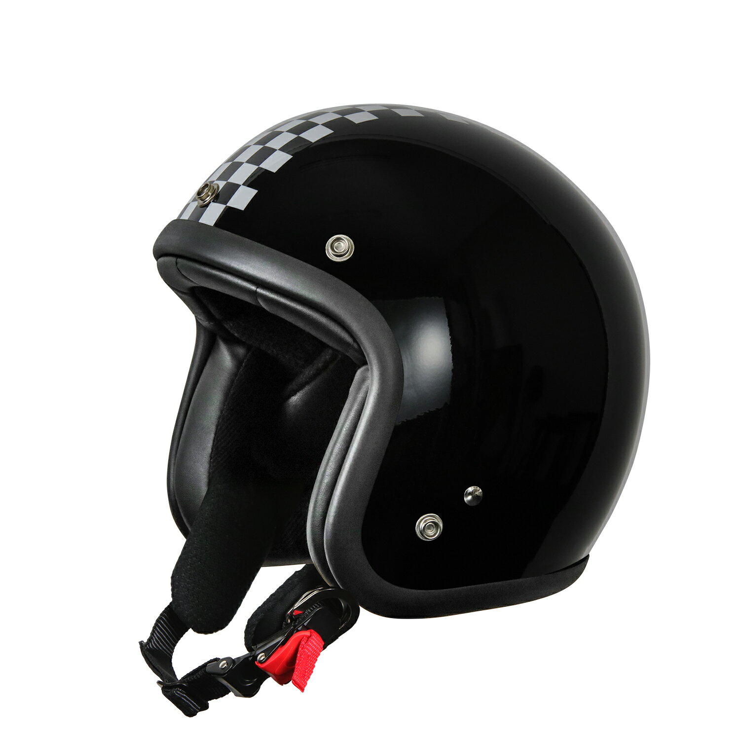 バイクヘルメット スモールジェット タイプB ブラック/ホワイト A-611C フリーサイズ (5760cm未満)