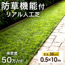  ★最安挑戦中★ 新提案！防草機能付き 人工芝 防草 0.5m×10m 芝丈35mm 高密度50万本/m2 リアル人工芝 リアル ロール 人工芝生 人工芝 高耐久 人工芝 人工芝マット 芝生マット u字ピン 24本 セット 防草シート不要 10m 100cm