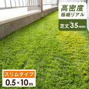 ベランダにお勧め スリム 人工芝 0.5m×10m 芝丈35mm 高密度43万本/m2 極細パイル 幅50cm ロール U字ピン12本 幅 0.5m 高密度 ピ...