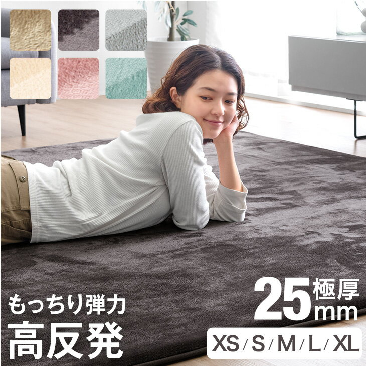 【本日クーポン5％引】 防音 クッション性UP 高反発 ラグ 厚手 極厚 25mm フランネル 防音 滑り止め付 マイクロファイバー ラグマット カーペット 130×185 / 185×185 / 200×250 / 200×300 絨毯 高反発 厚手 ホットカーペット対応 床暖房対応
