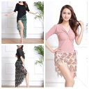 ベリーダンスウェア 五分袖 ベリーダンス衣装セット セクシーダンストップス へそ出しトップス ヒップスカーフ 見せパン付き スパンコール ステージ衣装 ダンスレ...