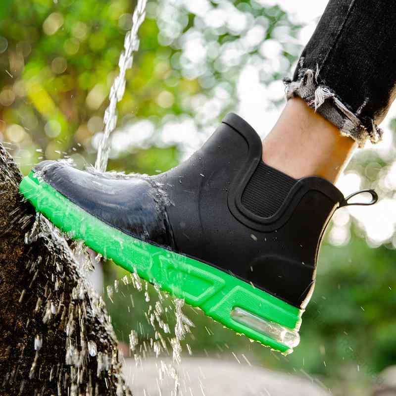 レインブーツ メンズ エアクッション シークレットインソール 防水 防滑 耐摩耗性 快適 ミドル丈 シンプル カジュアル 無地 アウトドア 釣り 水場作業 梅雨...