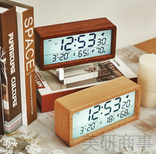 北欧 デジタル時計 木製 置時計 おしゃれ インテリア 天然竹 LED アラーム 温湿度 カレンダー 目覚まし時計 ギフト シンプル 卓上時計 輝度調節 ヤケキ サペリ ウッド調 日付表示 連続秒針 光る時計 デジタル置き時計 木目調 北欧風 置き時計