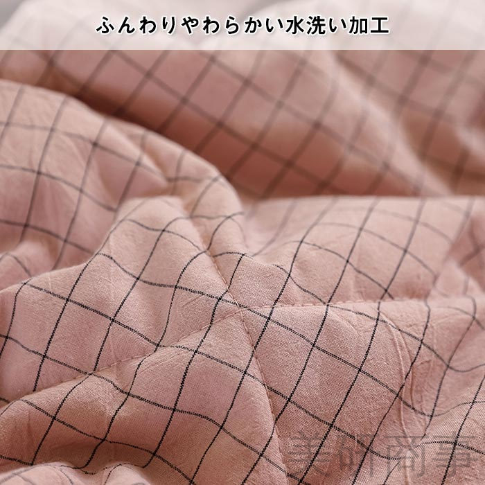 夏掛け布団 子供用 綿100% 通気性 洗える 肌に優しい お昼寝 保育園 幼稚園 キッズサイズ 冷房対策 チェック柄 柔らかい 春夏用 かけ布団 肌掛け キルトケット 入園式 洗いざらし 男の子 女の子 [2]