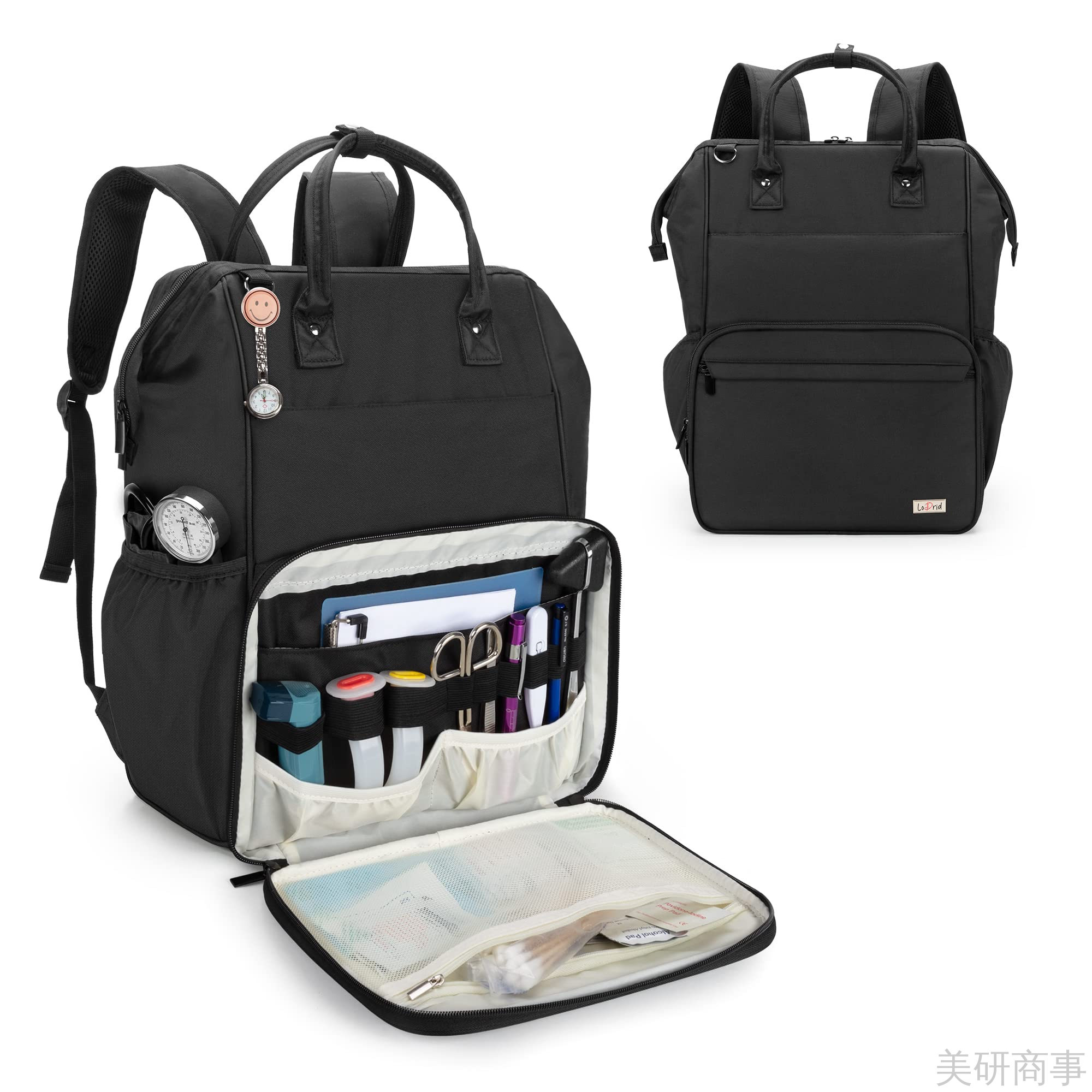 訪問看護 バッグ リュック 往診 介護 医療用 大容量 2Way 多機能 軽量 丈夫 ブラック 通勤 通院に最適な訪問看護リュックサック