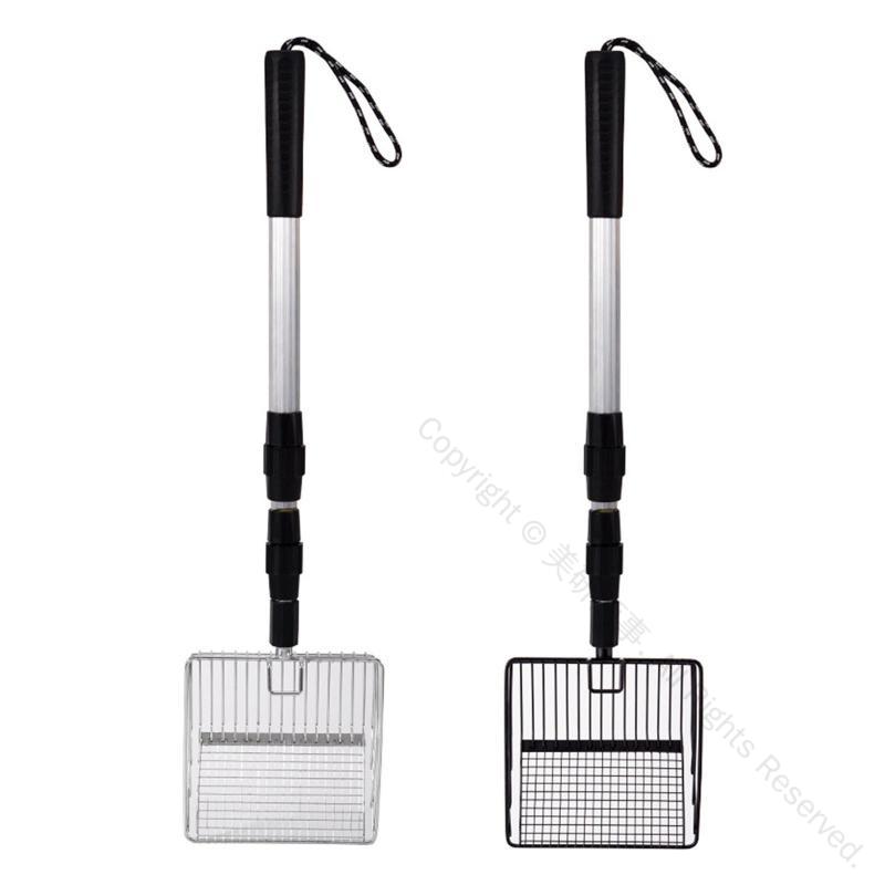 鶏の糞スコップ 金属製猫砂スコップ 実用的で頑丈 調節可能な伸縮式22.44-41.73インチ 鶏小屋用アクセ..