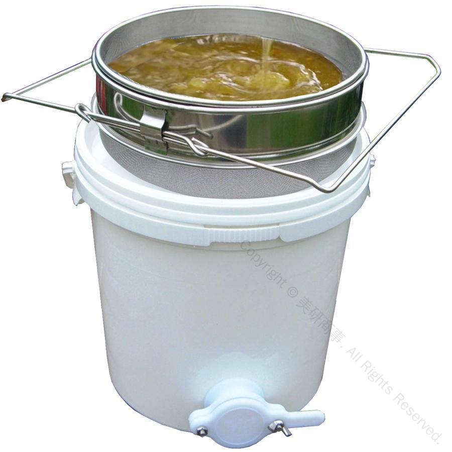 養蜂 器具 蜂蜜 こし器 ワックス はちみつ ろ過器 2重ステンレス製 ブラシ付き ふるい 園芸用 15Lポリ..