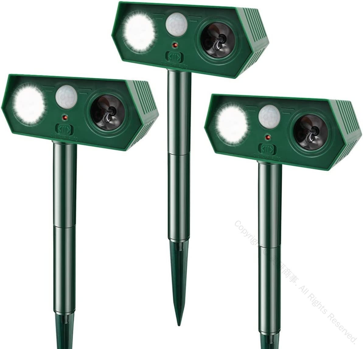 3個セット ソーラー式 動物撃退器 猫避け 野良猫撃退 猫退治 野良猫撃退器 野良狗撃退器 超音波 モグラ退治 ネズミ撃退器 鳥害対策 IP65防水防塵 省エネ 便利 安全 庭園保護 家庭菜園 牧場保護 差し込む式 地面に挿すタイプ