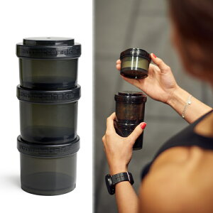 『スマートシェイク リバイブ ストレージ 3pack （150ml×1、200ml×2） ブラック』＜SmartShake Revive Storage 3Pack＞【プロテイン 携帯用 リバイブ 連結 タッパー スポーツ ジム 筋トレ】