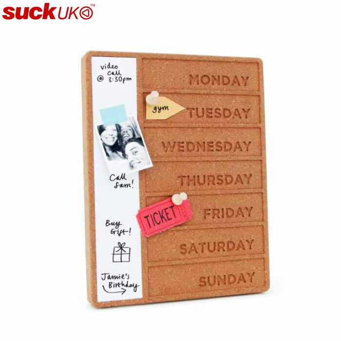 【送料無料】 コルク ウィークデー プランナー Cork Weekday Planner 【サックユーケー suck UK おもしろ雑貨 コルクボード ホワイトボード スケジュール メモ 卓上 雑貨】