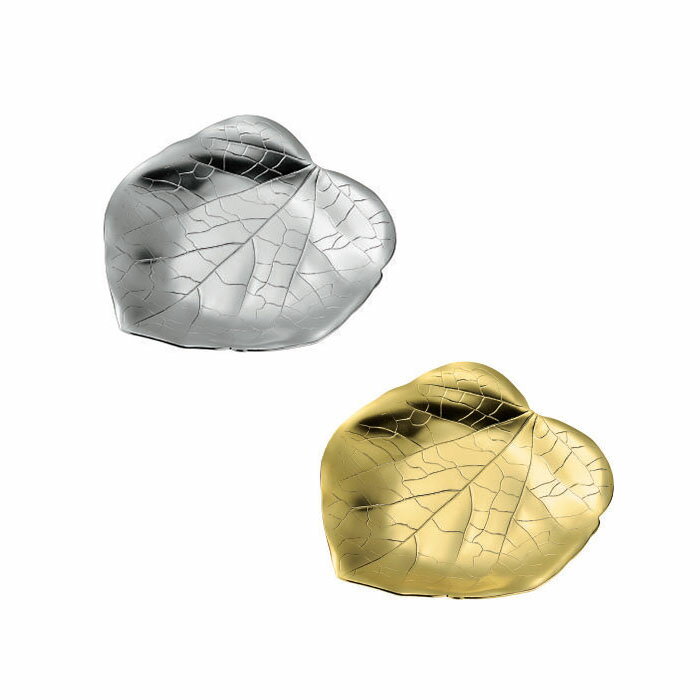 『葉トラリー ハートトレー 18-8ステンレス』【HUTLERY トレー ハート リーフ シルバー ゴールド 葉っぱ オブジェ インテリア 燕市 日本製】(3)