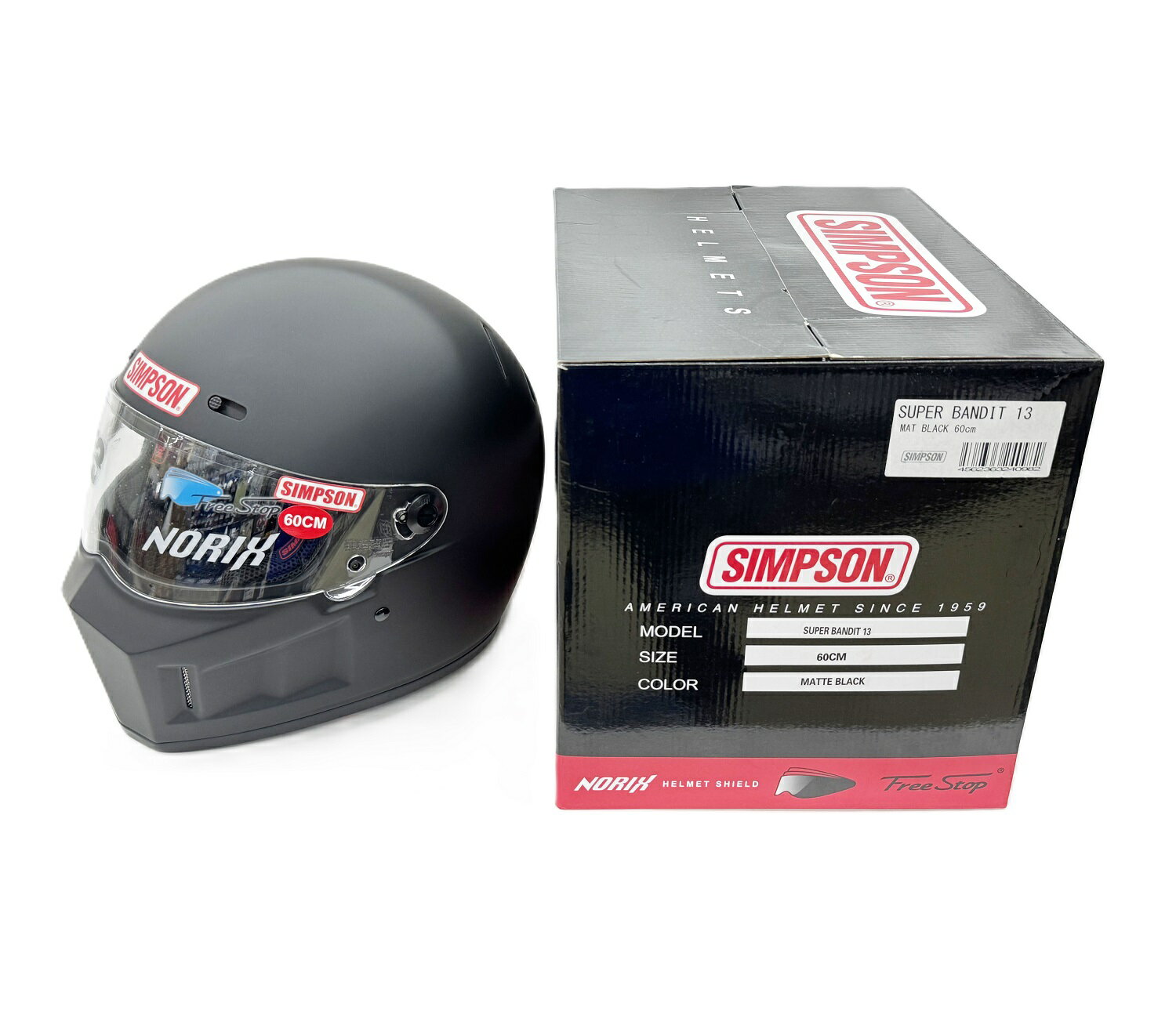 【B-15】【限定特価】SIMPSON（シンプソン）　3303126000　スーパーバンデッド13　マットブラック　60cm　　他の追随を許さない独自のデザインとブランドの持つハードでクールな空気感！アウトローのスタイリングを何時の世も支えてきたシンプソンのヘルメット！