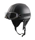 SPEED-PIT(TNK工業) RD-98 LEATHER-BK ゴーグル付き ハーフヘルメット レザーブラック