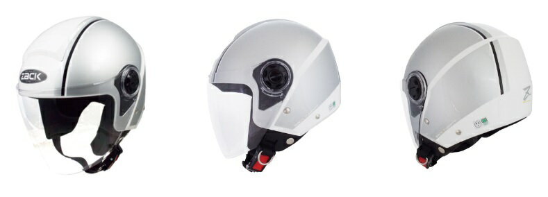 TNK工業　ZR-20_ZACK_DESIGN_WHSI　シールド付きジェットヘルメット　ホワイト・シルバー