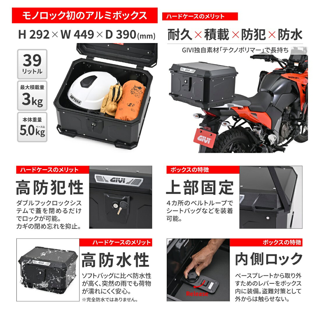 GIVI（ジビ）/DAYTONA（デイトナ）　60921　GIVI MTN39B（ブラックライン）アルミ...