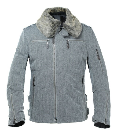 【限定特価】POWERAGE（パワーエイジ）　PJ-24201　FURライダース（ウインタージャケット）　ヘリンボーングレー　　（バイク用防寒冬用ジャケット）