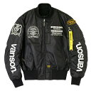 VANSON(バンソン) TVS2408W MA-1ジャケット ブラック/アイボリー Lサイズ 着脱式ネックウォーマーの装備で保温効果抜群!PU加工+透湿防水...