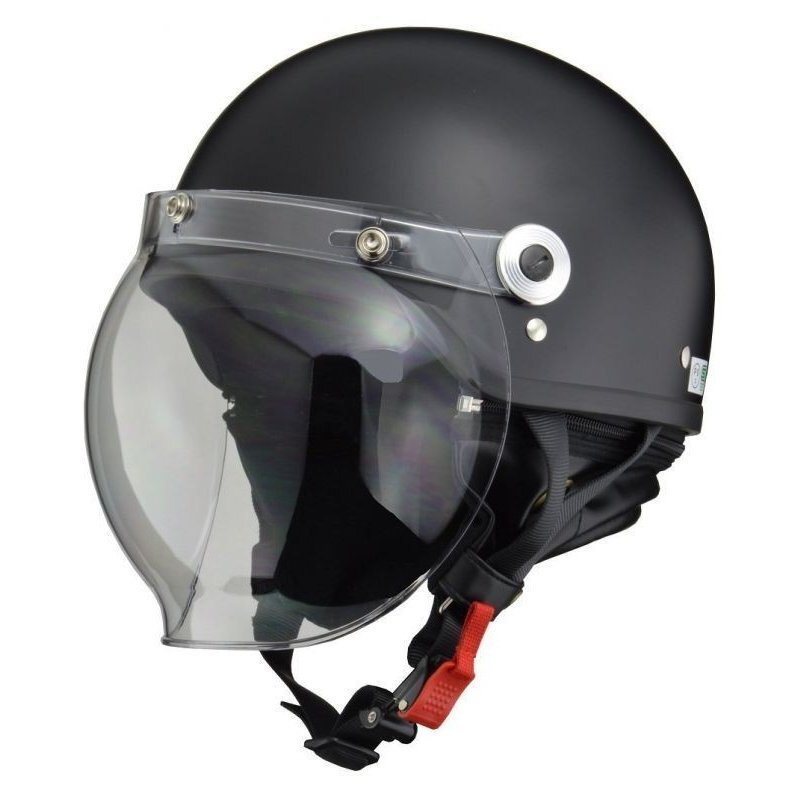 Lead Industry - ヘルメットバイク バイク ヘルメット リード工業 CROSS バブルシールド付き ハーフヘルメッ ト CR760 マットブラック 57-60cm未満 ロングセラー 125以下対応 バイクヘルメット 街乗り ちょい乗り SG PSC 規格 おしゃれ LEAD 【送料無料 一部地区除く】